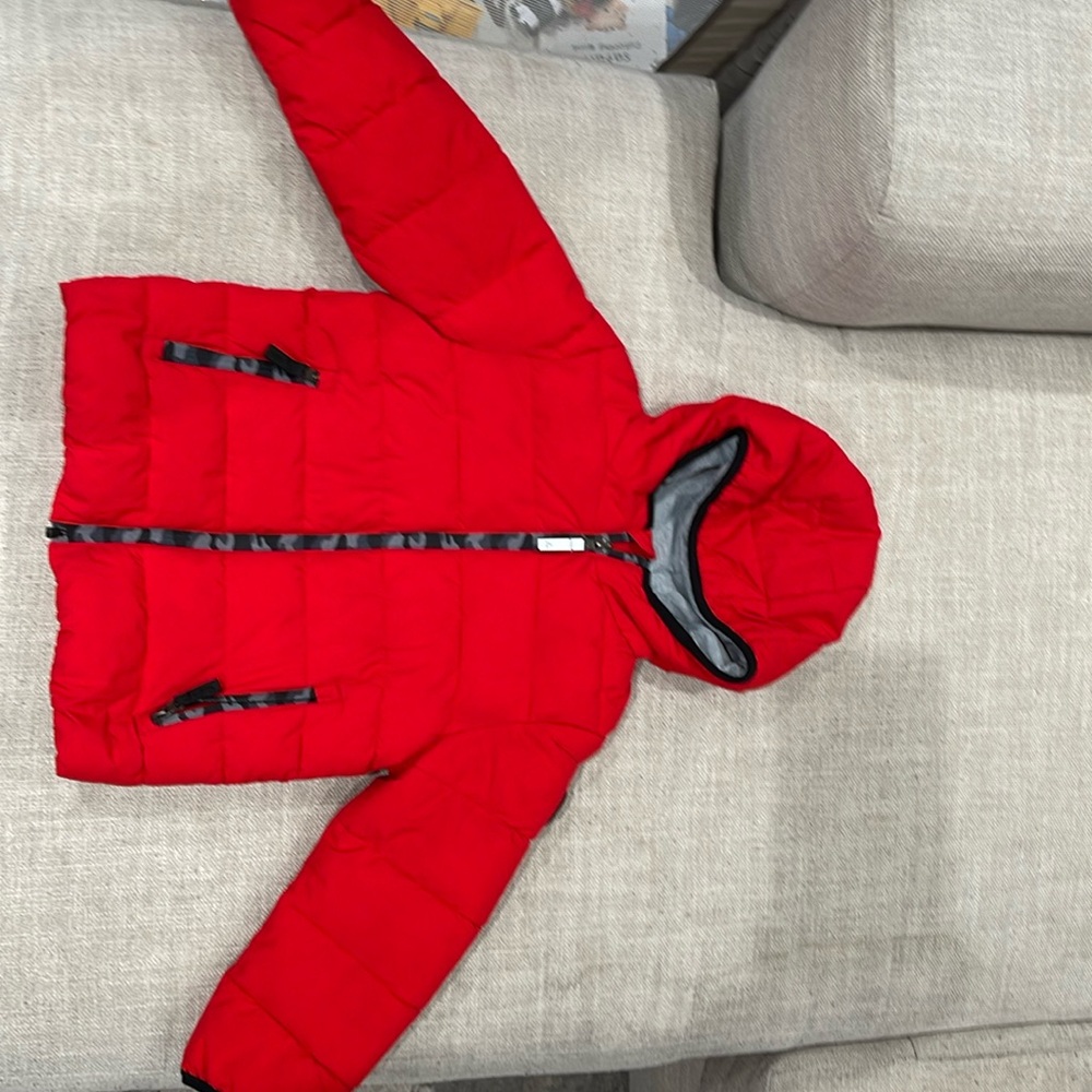 Red puffy rain jacket toddlers. New but no tags attached.